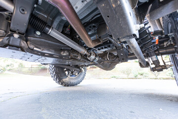 American 4x4 old vintage classic off-road truck rusty strong underneath picture axles shock...