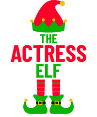 The Actress Elf Christmas T-Shirt Design Holiday Elf Christmas Illustration