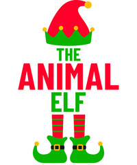 The Animal Elf Christmas T-Shirt Design Holiday Elf Christmas Illustration