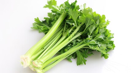 A single, fresh vegetable is placed on a clean and unblemished white background. The vegetable has a natural shape, with its unique curves and contours. It might have a vibrant color that catches the 