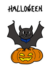 halloween flittermouse and pumpkin