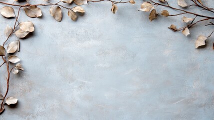 Subtle layers of winter botanicals, organic textures with frost-kissed leaves and delicate branches