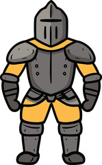 Fototapeta premium Cartoon-Style Knight in Armor with Yellow Accents