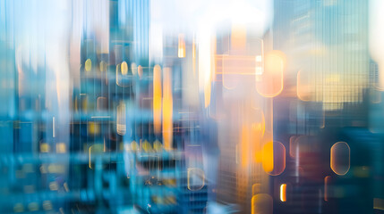 Naklejka premium Abstract blurred image of buildings in the city, banner background