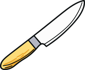 Obraz premium Vector Illustration of a Kitchen Knife with Wooden Handle