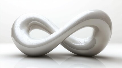 A sleek, white infinity sculpture symbolizing continuity and elegance.