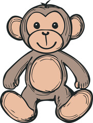 Fototapeta premium Cute Vector Illustration of a Smiling Monkey Toy