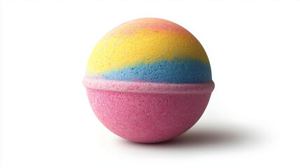 Colourful bath bomb isolated on white.