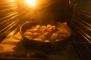 close up of baked home made apple cake