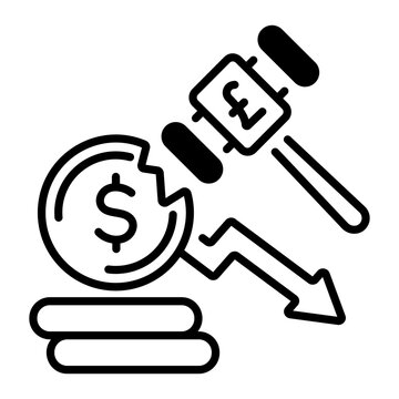 broken dollar coin auction hammer down clip art preview