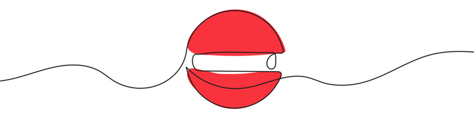 Continuous line drawing of road sign prohibited entry. Single line drawing of a stop sign. Line art road sign. Vector illustration.