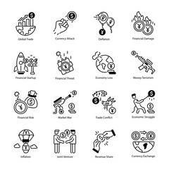 Bundle of Trade Conflict Linear Icons