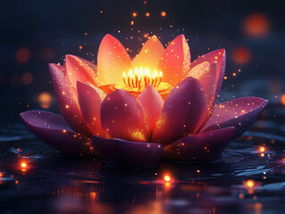 Lotus Candle Serenity: Tranquil Reflections on Water