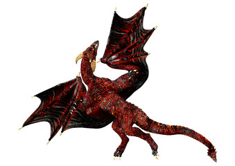 3D Rendering Fairy Tale Dragon on White