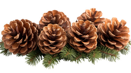 a group of pine cones on a branch
