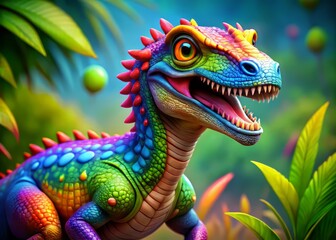 Obraz premium Colorful Cartoon Dinosaur PNG for Educational and Creative Projects in Kids' Themes and Designs