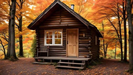 cabin with autumn