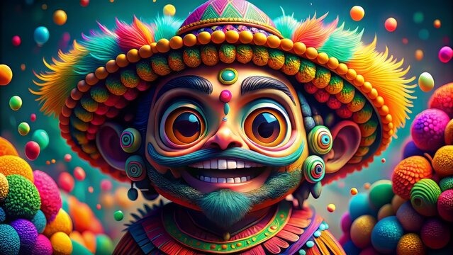 Colorful and Fun 'Borrachito' Character Illustration with Vibrant Details and Playful Expression