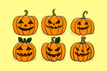 Set of Cute Pumpkin Bundle Vector Illustration