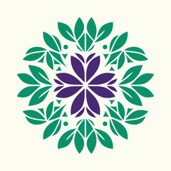 Geometric Leaf Circle with Cross Shape in the Center