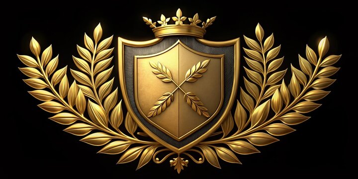 Golden Roman numeral XXIV (24) insignia on a ornate shield surrounded by laurel wreath and intricate filigree,