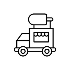 Ice cream truck outline icons, minimalist vector illustration ,simple transparent graphic element .Isolated on white background