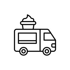 Ice cream truck outline icons, minimalist vector illustration ,simple transparent graphic element .Isolated on white background