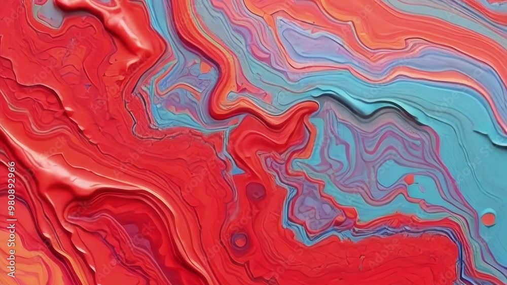 Poster Animation of bright red and blue strokes creating a textured abstract background with an emphasis on volume and movement