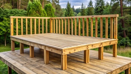 Obraz premium Handcrafted wooden frame with a slatted base and sturdy support pillars creates a sturdy and rustic platform for