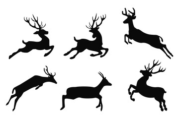 Set of Deer Silhouette Vector Illustration