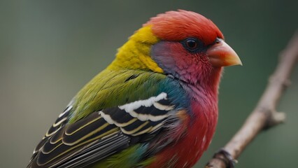 Colorful Songbird Perched on a Branch in Soft Natural Light During Late Afternoon Hours