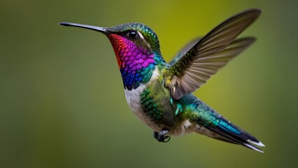 Fototapeta premium A Vibrant Hummingbird Hovering Delicately Above Flowers in a Lush Garden During a Sunny Afternoon