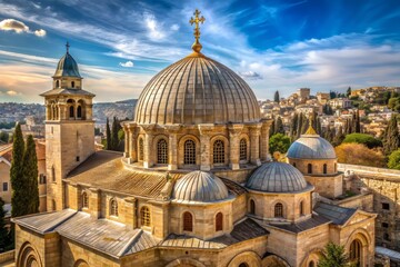 In Jerusalem, a stunning church stands out with its intricately designed onion-shaped dome and Romanesque architecture,