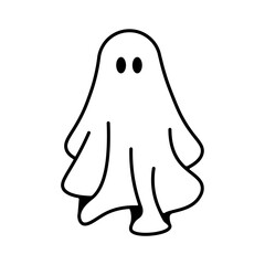 petit fantôme mignon, dessin vectoriel, lignes de contour