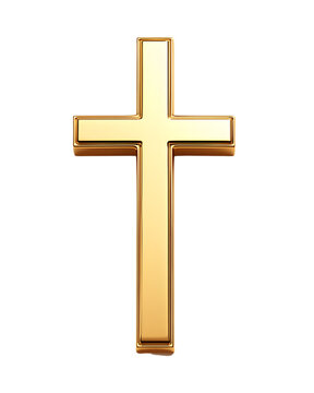 Christian gold cross, Transparent background