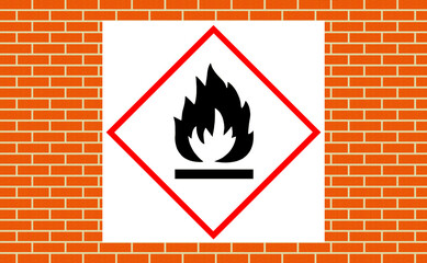 Flammable symbol sign on the wall