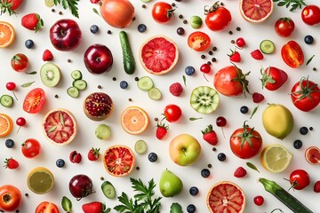 Vibrant Seasonal Produce Artfully Arranged in Dynamic Minimal Composition