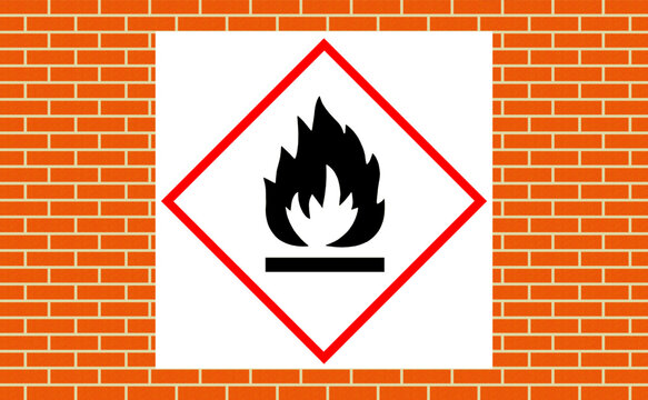 Flammable symbol sign on the wall