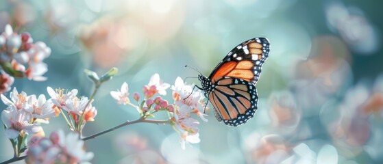 Obraz premium A butterfly is perched on a flower