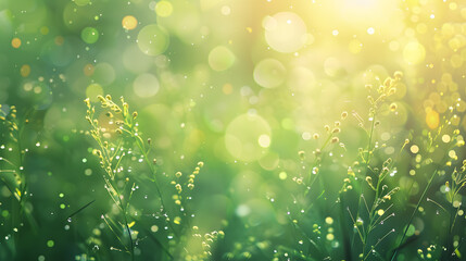 Obraz premium Art abstract spring or summer background with fresh green elements