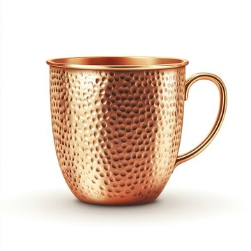 Elegant hammered copper mug, perfect for serving beverages. A beautiful addition to any kitchen or dining setting, white background