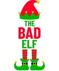 The Bad Elf Christmas T-Shirt Design Holiday Elf Christmas Illustration