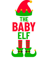 The Baby Elf Christmas T-Shirt Design Holiday Elf Christmas Illustration