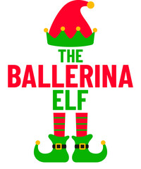 The Ballerina Elf Christmas T-Shirt Design Holiday Elf Christmas Illustration