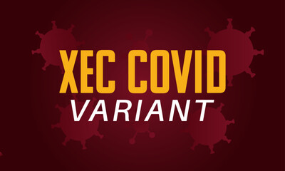 Xec Covid variant. New covid mutation. Vector illustration, background with text and virus elements.