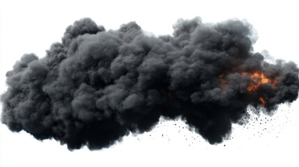 There is a border of explosions surrounded by smoke and red lava.