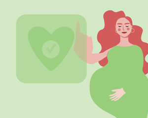 Doctor cardiologist and online technology touch screen halogram, flat vector stock illustration as copy space template