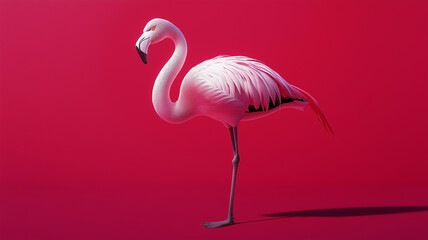 Fototapeta premium Stylized Flamingo on Red Background