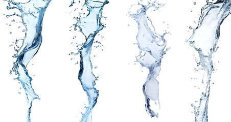 strong flow of water on an isolated white background
