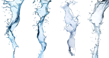 strong flow of water on an isolated white background